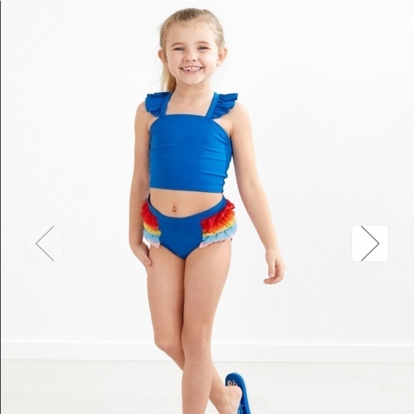 Hanna Andersson NWT Sunblock Tulle Swim Set 18-24 Months (80) Rainbow Ruffle - Picture 6 of 7